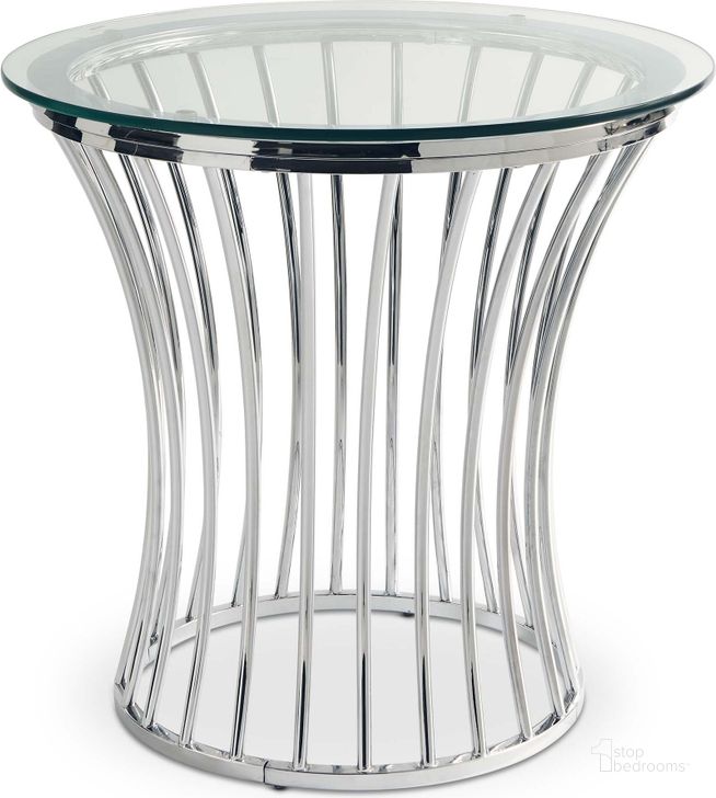 The appearance of Astoria Chrome Round End Table designed by Picket House in the modern / contemporary interior design. This chrome piece of furniture  was selected by 1StopBedrooms from Astoria Collection to add a touch of cosiness and style into your home. Sku: CEM100ETE. Material: Metal. Product Type: End Table. Image1