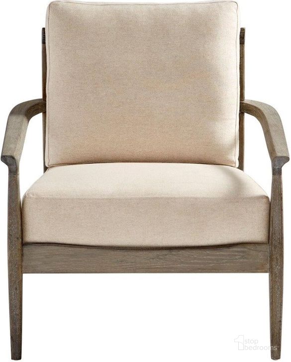 The appearance of Astoria Weathered Oak And Tan Accent Chair designed by Cyan Design in the modern / contemporary interior design. This silver and grey piece of furniture  was selected by 1StopBedrooms from  to add a touch of cosiness and style into your home. Sku: 10229. Material: Wood. Product Type: Accent Chair.
