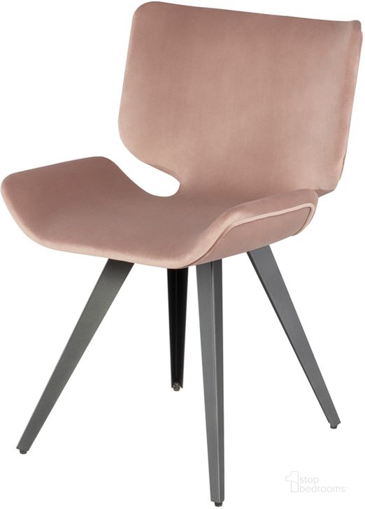 The appearance of Astra Blush Fabric Dining Chair designed by Nuevo in the modern / contemporary interior design. This blush piece of furniture  was selected by 1StopBedrooms from Astra Collection to add a touch of cosiness and style into your home. Sku: HGNE161. Material: Fabric. Product Type: Dining Chair. Image1