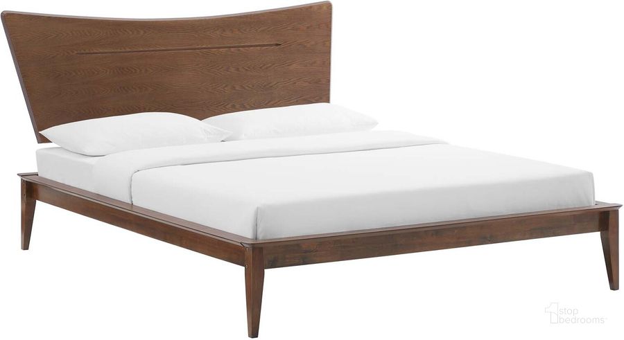 The appearance of Astra King Wood Platform Bed designed by Modway in the modern / contemporary interior design. This walnut piece of furniture  was selected by 1StopBedrooms from Astra Collection to add a touch of cosiness and style into your home. Sku: MOD-6251-WAL. Bed Type: Platform Bed. Product Type: Platform Bed. Bed Size: King. Material: Rubberwood. Image1