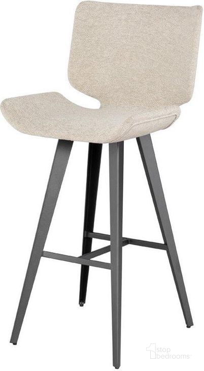 The appearance of Astra Shell Fabric Bar Stool designed by Nuevo in the modern / contemporary interior design. This shell piece of furniture  was selected by 1StopBedrooms from Astra Collection to add a touch of cosiness and style into your home. Sku: HGNE207. Material: Fabric. Product Type: Barstool. Image1