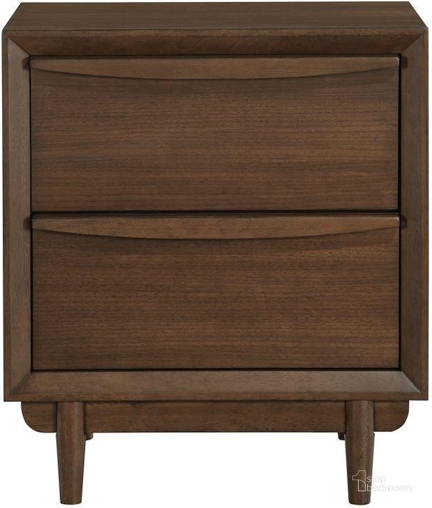 The appearance of Astrid Night Stands In Brown and Walnut designed by Homelegance in the modern / contemporary interior design. This brown and walnut piece of furniture  was selected by 1StopBedrooms from Astrid Collection to add a touch of cosiness and style into your home. Sku: 1501-4. Product Type: Nightstand. Image1
