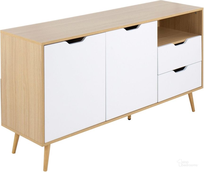 The appearance of Astro Sideboard in Natural and White Wood designed by Lumisource in the modern / contemporary interior design. This natural piece of furniture  was selected by 1StopBedrooms from Astro Collection to add a touch of cosiness and style into your home. Sku: TBS-ASTRO NAW. Product Type: Sideboard. Material: MDF. Image1