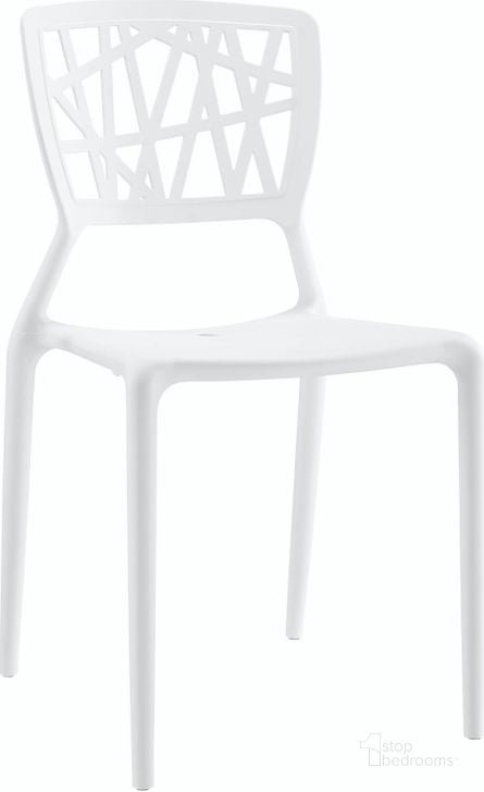 The appearance of Astro White Dining Side Chair EEI-1706-WHI designed by Modway in the modern / contemporary interior design. This white piece of furniture  was selected by 1StopBedrooms from Astro Collection to add a touch of cosiness and style into your home. Sku: EEI-1706-WHI. Material: Polypropylene. Product Type: Side Chair. Image1