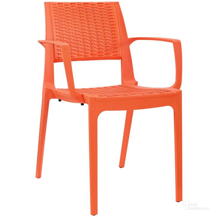 The appearance of Astute Dining Armchair In Orange designed by Modway in the modern / contemporary interior design. This orange piece of furniture  was selected by 1StopBedrooms from Astute Collection to add a touch of cosiness and style into your home. Sku: EEI-1467-ORA. Material: Polypropylene. Product Type: Arm Chair. Image1