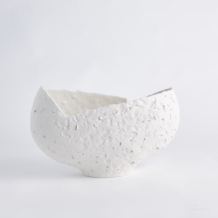 The appearance of Asymmetrical Stipple Bowl In Matte White designed by Global Views in the modern / contemporary interior design. This white piece of furniture  was selected by 1StopBedrooms from Asymmetrical Collection to add a touch of cosiness and style into your home. Sku: 7.1037. Material: Ceramic. Product Type: Bowl. Image1