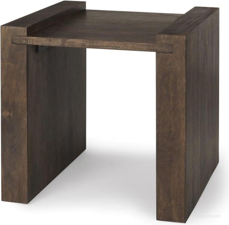 The appearance of Athelia Dark Brown Wood Accent Table designed by Mercana in the modern / contemporary interior design. This dark brown piece of furniture  was selected by 1StopBedrooms from  to add a touch of cosiness and style into your home. Sku: 70113. Material: Wood. Product Type: Accent Table. Image1