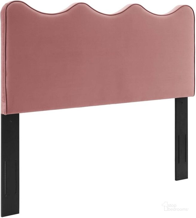 The appearance of Athena Performance Velvet Full/Queen Headboard In Dusty Rose designed by Modway in the  interior design. This dusty rose piece of furniture  was selected by 1StopBedrooms from Athena Collection to add a touch of cosiness and style into your home. Sku: MOD-6520-DUS. Product Type: Headboard. Bed Size: Queen. Material: MDF. Image1