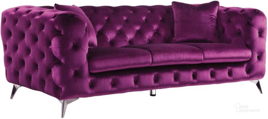 The appearance of Atronia Polyurethanerple Fabric Sofa designed by ACME in the rustic / southwestern interior design. This purple piece of furniture  was selected by 1StopBedrooms from Atronia Collection to add a touch of cosiness and style into your home. Sku: 54905. Material: Upholstered. Product Type: Sofa. Image1
