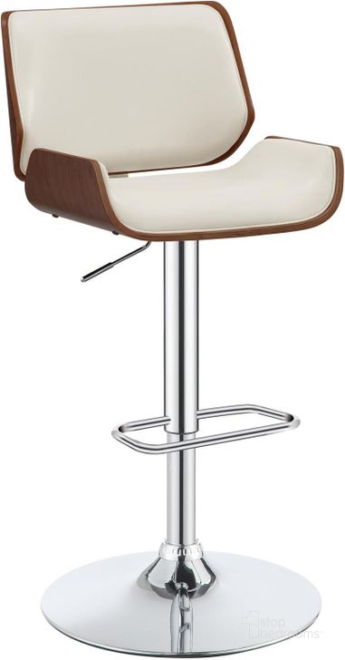 The appearance of Auberlynn Ecru Barstool 0qd2281945 designed by Luxe Linea in the modern / contemporary interior design. This ecru piece of furniture  was selected by 1StopBedrooms from Auberlynn Collection to add a touch of cosiness and style into your home. Sku: 130503. Product Type: Barstool. Material: Vinyl. Image1