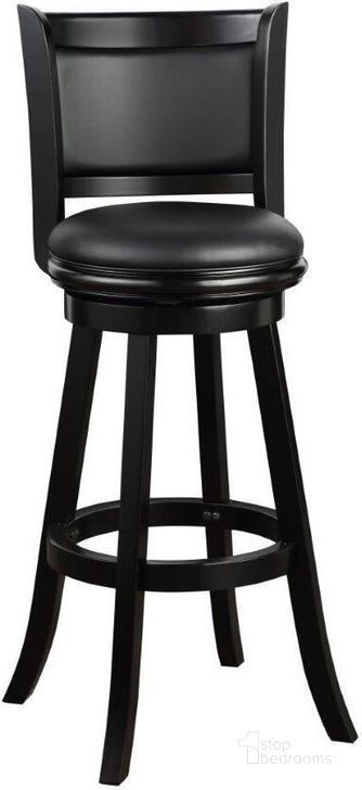 The appearance of Augusta 34 Inch Swivel Bar Stool In Black designed by Boraam Industries in the modern / contemporary interior design. This black piece of furniture  was selected by 1StopBedrooms from Augusta Collection to add a touch of cosiness and style into your home. Sku: 45834. Material: Wood. Product Type: Barstool. Image1