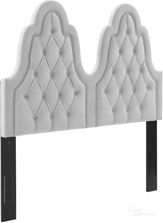 The appearance of Augustine Tufted Performance Velvet Full/Queen Headboard In Light Gray designed by Modway in the  interior design. This light gray piece of furniture  was selected by 1StopBedrooms from Augustine Collection to add a touch of cosiness and style into your home. Sku: MOD-6414-LGR. Product Type: Headboard. Material: MDF. Image1