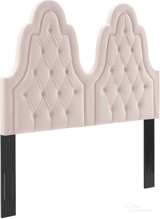 The appearance of Augustine Tufted Performance Velvet King/California King Headboard In Pink designed by Modway in the  interior design. This pink piece of furniture  was selected by 1StopBedrooms from Augustine Collection to add a touch of cosiness and style into your home. Sku: MOD-6415-PNK. Product Type: Headboard. Material: MDF. Image1