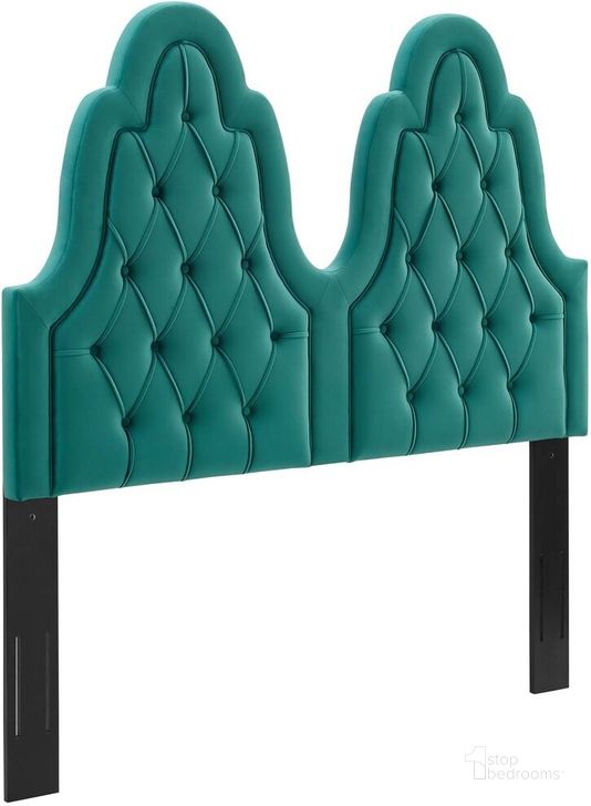 The appearance of Augustine Tufted Performance Velvet King/California King Headboard In Teal designed by Modway in the  interior design. This teal piece of furniture  was selected by 1StopBedrooms from Augustine Collection to add a touch of cosiness and style into your home. Sku: MOD-6415-TEA. Product Type: Headboard. Material: MDF. Image1