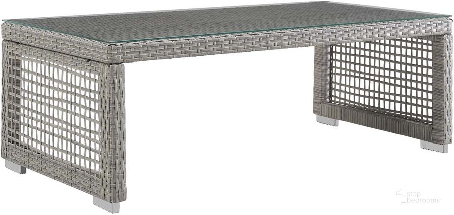 The appearance of Aura Gray Rattan Outdoor Patio Coffee Table designed by Modway in the modern / contemporary interior design. This gray piece of furniture  was selected by 1StopBedrooms from Aura Collection to add a touch of cosiness and style into your home. Sku: EEI-2919-GRY. Material: Rattan. Product Type: Outdoor Table. Image1