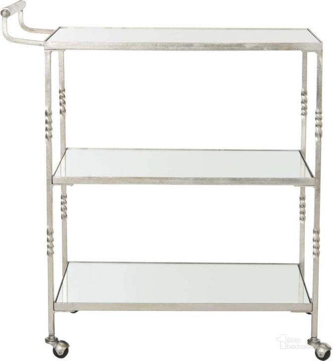 The appearance of Aurelius Silver and Mirror Top Bar Cart designed by Safavieh in the modern / contemporary interior design. This silver piece of furniture  was selected by 1StopBedrooms from Aurelius Collection to add a touch of cosiness and style into your home. Sku: FOX2557A. Product Type: Bar Cart. Material: Iron. Image1