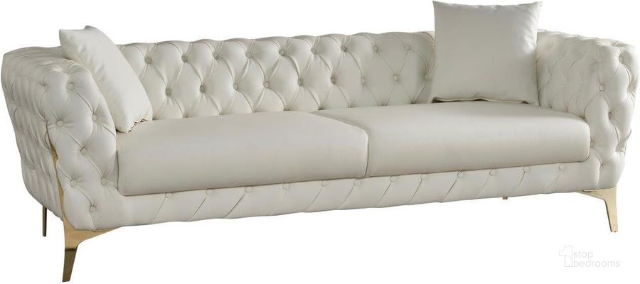 The appearance of Aurora Cream Faux Leather Sofa designed by Meridian in the modern / contemporary interior design. This cream piece of furniture  was selected by 1StopBedrooms from Aurora Collection to add a touch of cosiness and style into your home. Sku: 682Cream-S. Material: Faux Leather. Product Type: Sofa. Image1