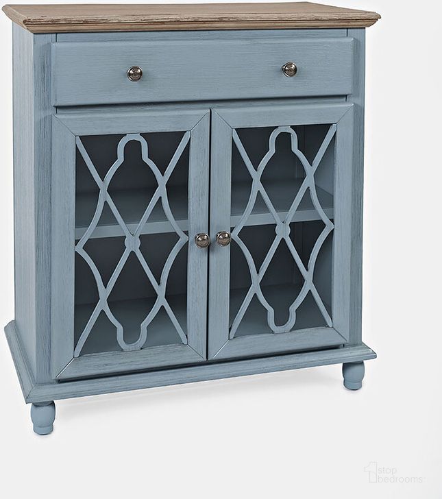The appearance of Aurora Hills Country Wire-Brushed 2 Door Accent Chest In Blue designed by Jofran in the country / farmhouse interior design. This blue piece of furniture  was selected by 1StopBedrooms from Aurora Hills Collection to add a touch of cosiness and style into your home. Sku: 1997-31. Material: Wood. Product Type: Accent Chest. Image1