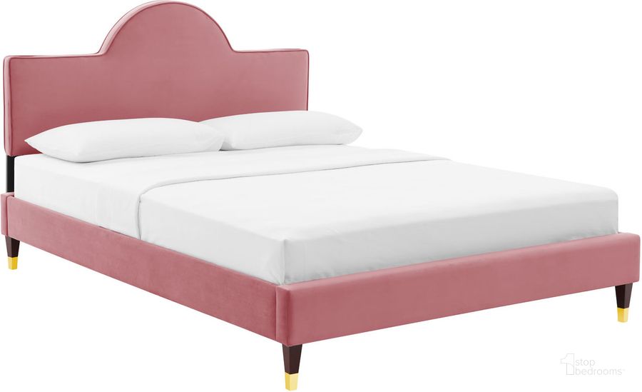 The appearance of Aurora Performance Velvet Full Bed In Dusty Rose designed by Modway in the modern / contemporary interior design. This dusty rose piece of furniture  was selected by 1StopBedrooms from Aurora Collection to add a touch of cosiness and style into your home. Sku: MOD-7031-DUS. Bed Type: Platform Bed. Product Type: Platform Bed. Bed Size: Full. Material: MDF. Image1