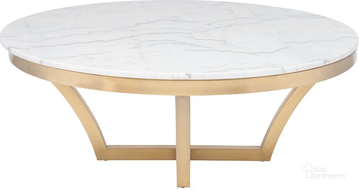 The appearance of Aurora White Stone Coffee Table HGSX153 designed by Nuevo in the modern / contemporary interior design. This white piece of furniture  was selected by 1StopBedrooms from Aurora Collection to add a touch of cosiness and style into your home. Sku: HGSX153. Product Type: Coffee Table. Material: Stone. Image1