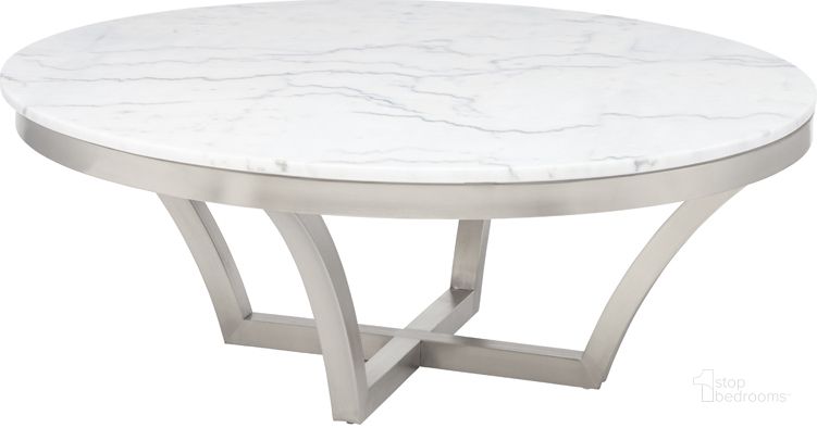 The appearance of Aurora White Stone Coffee Table HGTB168 designed by Nuevo in the modern / contemporary interior design. This white piece of furniture  was selected by 1StopBedrooms from Aurora Collection to add a touch of cosiness and style into your home. Sku: HGTB168. Product Type: Coffee Table. Material: Stone. Image1