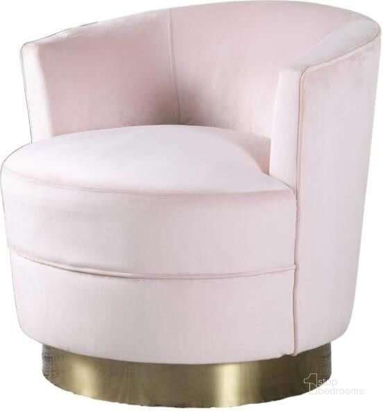 The appearance of Ava 18 Inch Modern Velvet Swivel Accent Chair In Pink And Gold designed by Best Master Furniture in the modern / contemporary interior design. This pink and gold piece of furniture  was selected by 1StopBedrooms from Ava Collection to add a touch of cosiness and style into your home. Sku: 633. Product Type: Accent Chair. Material: Velvet. Image1