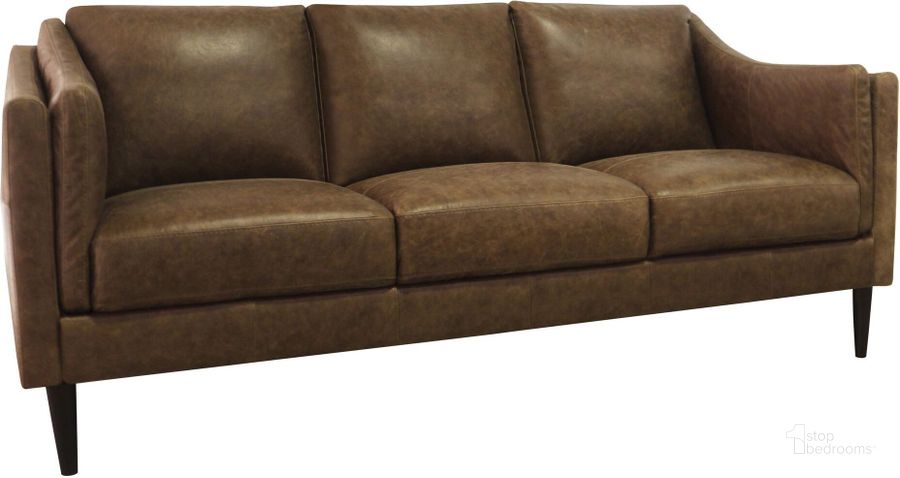 The appearance of Ava Leather Sofa (Bomber Tan) designed by Luke Leather in the transitional interior design. This bomber tan piece of furniture  was selected by 1StopBedrooms from Ava Collection to add a touch of cosiness and style into your home. Sku: AVA-S-3511 Bomber Tan. Product Type: Sofa. Image1