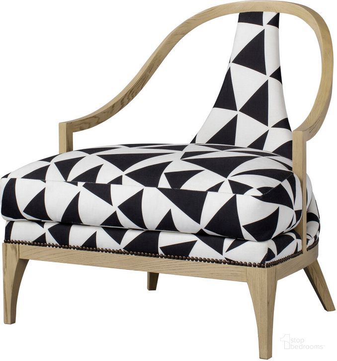 The appearance of Ava Reagan Triangles Chair In Black designed by Sonder Living in the modern / contemporary interior design. This black and white piece of furniture  was selected by 1StopBedrooms from Ava Collection to add a touch of cosiness and style into your home. Sku: FG2402030. Material: Wood. Product Type: Chair. Image1