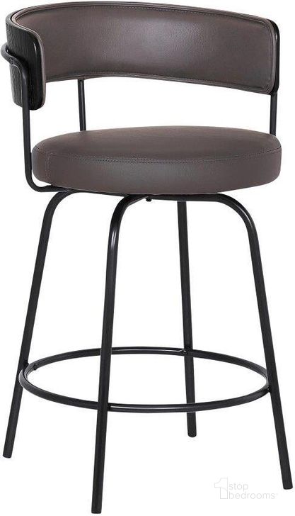 The appearance of Avalon 26 Inch Gray Faux Leather Swivel Barstool In Black Powder Coated Finish designed by Armen Living in the modern / contemporary interior design. This black piece of furniture  was selected by 1StopBedrooms from Avalon Collection to add a touch of cosiness and style into your home. Sku: LCAVBABLGR26. Material: Wood. Product Type: Barstool. Image1