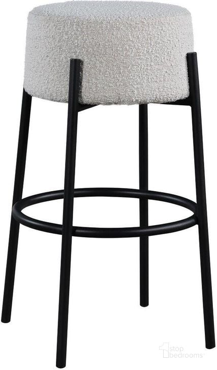 The appearance of Avalon Cream Boucle Fabric Bar Stool designed by Meridian in the modern / contemporary interior design. This cream piece of furniture  was selected by 1StopBedrooms from Avalon Collection to add a touch of cosiness and style into your home. Sku: 822Cream-C. Material: Fabric. Product Type: Barstool. Image1