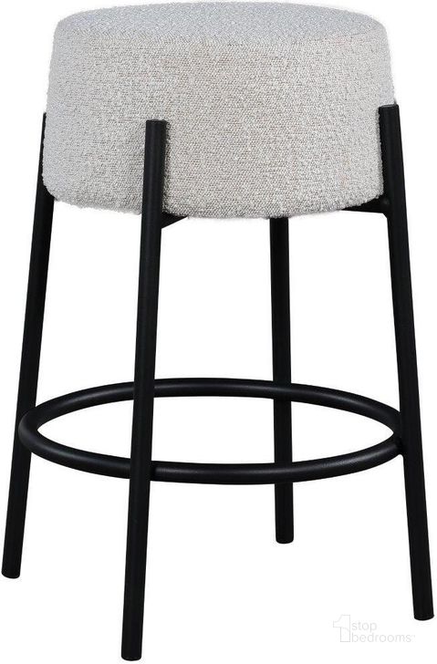 The appearance of Avalon Cream Boucle Fabric Counter Stool designed by Meridian in the modern / contemporary interior design. This cream piece of furniture  was selected by 1StopBedrooms from Avalon Collection to add a touch of cosiness and style into your home. Sku: 821Cream-C. Material: Fabric. Product Type: Barstool. Image1