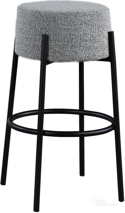 The appearance of Avalon Grey Boucle Fabric Bar Stool designed by Meridian in the modern / contemporary interior design. This grey piece of furniture  was selected by 1StopBedrooms from Avalon Collection to add a touch of cosiness and style into your home. Sku: 822Grey-C. Material: Fabric. Product Type: Barstool. Image1