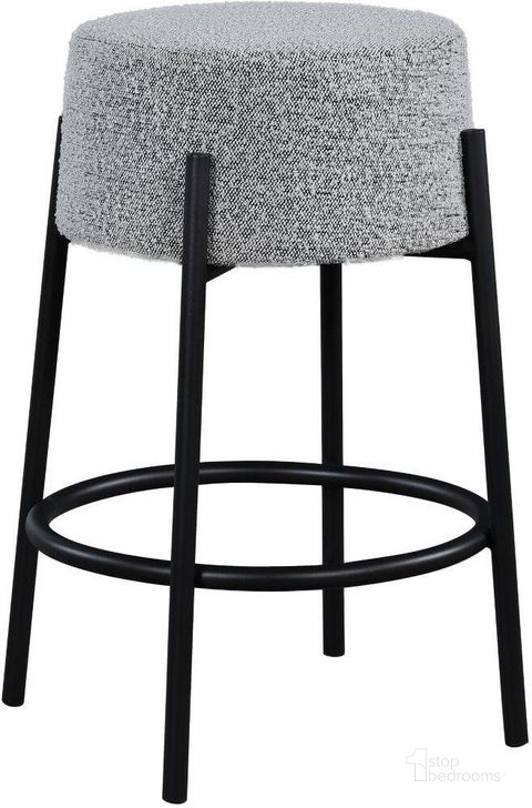 The appearance of Avalon Grey Boucle Fabric Counter Stool designed by Meridian in the modern / contemporary interior design. This grey piece of furniture  was selected by 1StopBedrooms from Avalon Collection to add a touch of cosiness and style into your home. Sku: 821Grey-C. Material: Fabric. Product Type: Barstool. Image1
