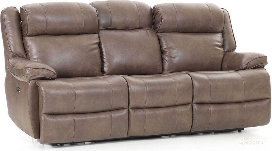 The appearance of Avalon Latte Dual Power Reclining Sofa designed by Intercon in the transitional interior design. This brown piece of furniture  was selected by 1StopBedrooms from Avalon Collection to add a touch of cosiness and style into your home. Sku: AN-SF-387DPR-LT2-C. Product Type: Sofa. Image1