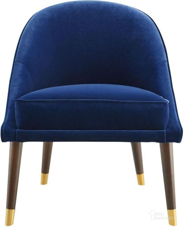 The appearance of Avalon Navy Velvet Accent Chair designed by Steve Silver in the modern / contemporary interior design. This navy piece of furniture  was selected by 1StopBedrooms from Avalon Collection to add a touch of cosiness and style into your home. Sku: AV850ACN. Material: Wood. Product Type: Accent Chair. Image1
