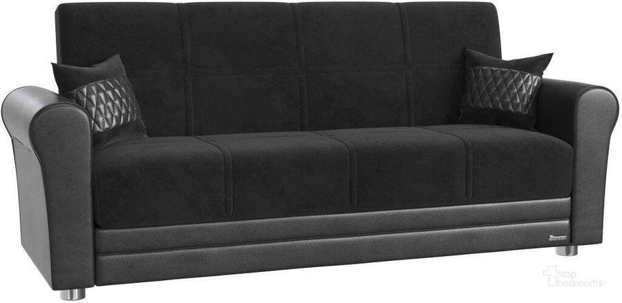 The appearance of Avalon Upholstered Convertible Sofabed with Storage In Gray and Black designed by Casamode in the modern / contemporary interior design. This gray and black piece of furniture  was selected by 1StopBedrooms from Avalon Collection to add a touch of cosiness and style into your home. Sku: AVA-NBLK-SB. Material: Polyester. Product Type: Sofa Bed. Image1