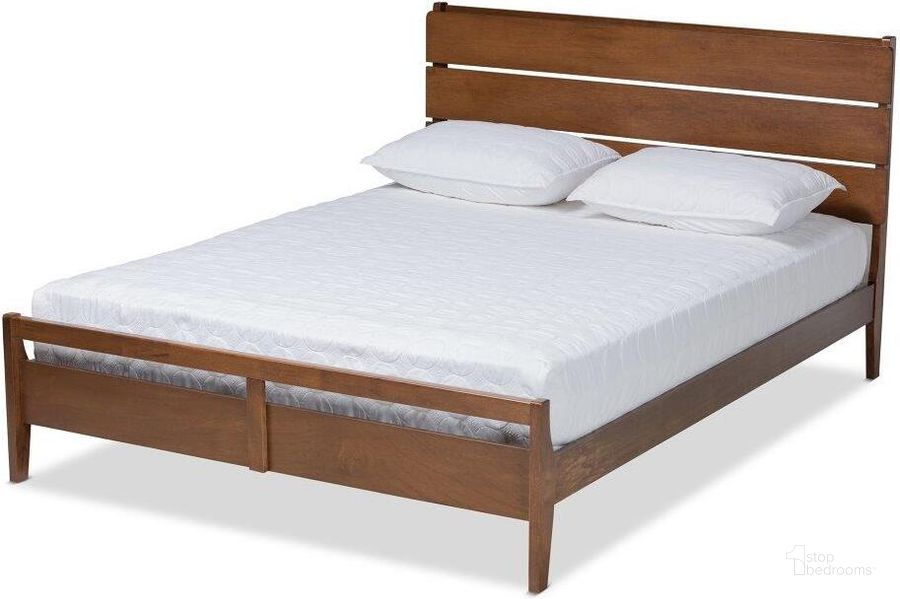 The appearance of Baxton Studio Avena Mid-Century Modern Walnut Finished Wood Queen Size Platform Bed designed by Baxton Studio in the  interior design. This walnut piece of furniture  was selected by 1StopBedrooms from Avena Collection to add a touch of cosiness and style into your home. Sku: Avena-Walnut-Queen. Bed Type: Platform Bed. Product Type: Platform Bed. Bed Size: Queen. Material: Rubberwood. Image1