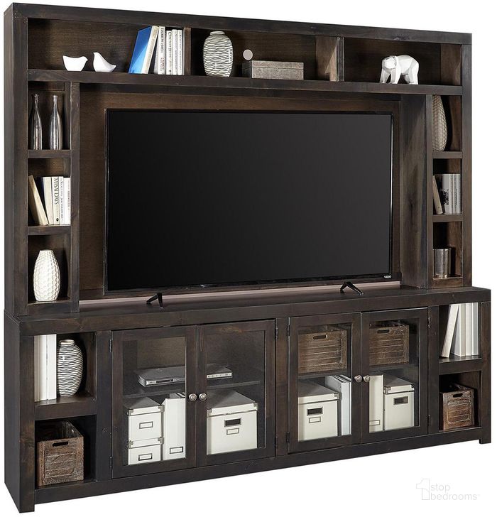 The appearance of Avery Loft 97 Inch Console And Hutch In Black designed by Aspenhome in the modern / contemporary interior design. This black piece of furniture  was selected by 1StopBedrooms from Avery Loft Collection to add a touch of cosiness and style into your home. Sku: DY1270-GHT;DY1270H-GHT. Material: Wood. Product Type: TV Stands and TV Console. Image1