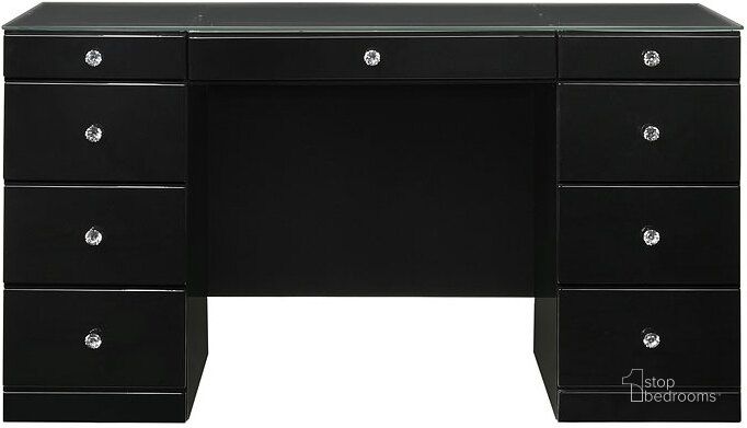 The appearance of Avery Vanity Executive Desk (Black) designed by Crown Mark in the modern / contemporary interior design. This black piece of furniture  was selected by 1StopBedrooms from Avery Vanity Collection to add a touch of cosiness and style into your home. Sku: B4850BK-91-TOP;B4850BK-91-BASE. Product Type: Home Office Desk. Image1