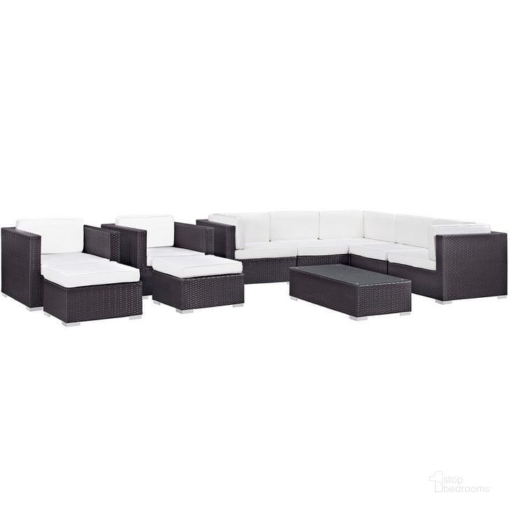 The appearance of Avia 10-Piece Outdoor Patio Sectional Set In Espresso White designed by Modway in the  interior design. This espresso white piece of furniture  was selected by 1StopBedrooms from Avia Collection to add a touch of cosiness and style into your home. Sku: EEI-826-EXP-WHI-SET. Material: Rattan. Product Type: Outdoor Sectional. Image1