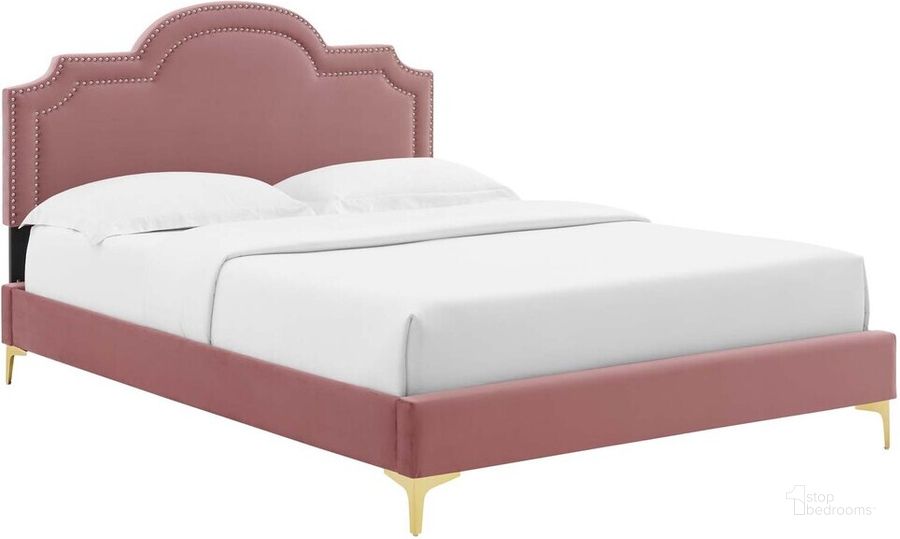 The appearance of Aviana Performance Velvet King Bed In Dusty Rose designed by Modway in the  interior design. This dusty rose piece of furniture  was selected by 1StopBedrooms from Aviana Collection to add a touch of cosiness and style into your home. Sku: MOD-6834-DUS. Bed Type: Platform Bed. Product Type: Platform Bed. Bed Size: King. Material: MDF. Image1