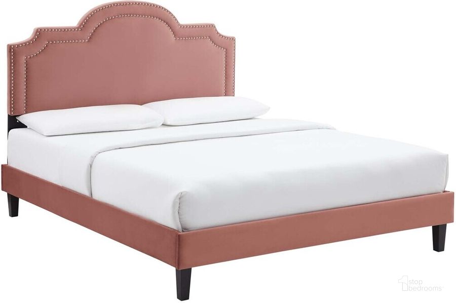 The appearance of Aviana Performance Velvet King Bed In Dusty Rose designed by Modway in the  interior design. This dusty rose piece of furniture  was selected by 1StopBedrooms from Aviana Collection to add a touch of cosiness and style into your home. Sku: MOD-6844-DUS. Bed Type: Platform Bed. Product Type: Platform Bed. Bed Size: King. Material: MDF. Image1