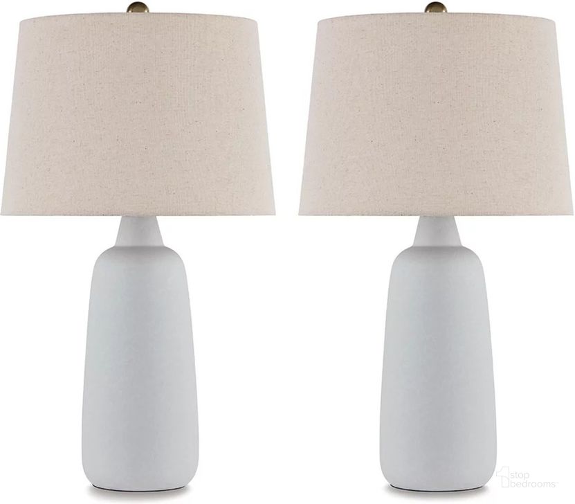 The appearance of Avianic White Ceramic Table Lamp Set Of 2 designed by Signature Design by Ashley in the transitional interior design. This white piece of furniture  was selected by 1StopBedrooms from Avianic Collection to add a touch of cosiness and style into your home. Sku: L177964. Material: Ceramic. Product Type: Table Lamp. Image1