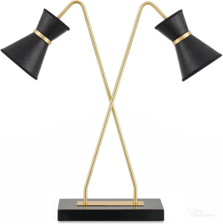 The appearance of Avignon Desk Lamp In Brass and Black designed by Currey & Company in the modern / contemporary interior design. This brass and black piece of furniture  was selected by 1StopBedrooms from Avignon Collection to add a touch of cosiness and style into your home. Sku: 6000-0898. Material: Metal. Product Type: Desk Lamp. Image1