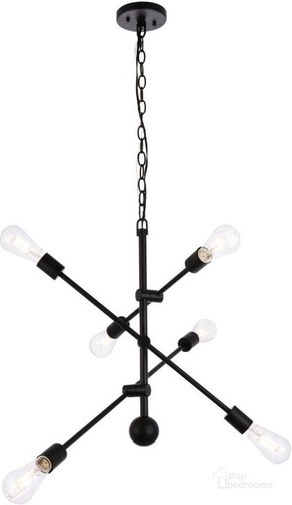 The appearance of Axel 6 Lights Black Pendant With Chain designed by Elegant Lighting in the transitional interior design. This black piece of furniture  was selected by 1StopBedrooms from Axel Collection to add a touch of cosiness and style into your home. Sku: LD8006D29BLA. Material: Metal. Product Type: Pendant Lighting. Image1