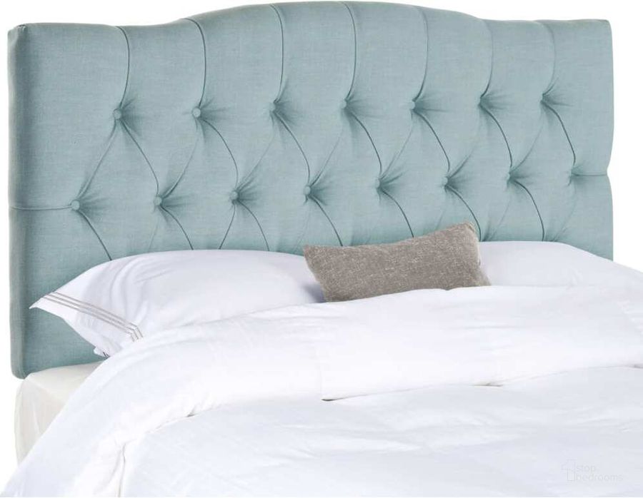 The appearance of Axel Sky Blue Full Tufted Headboard designed by Safavieh in the modern / contemporary interior design. This sky blue piece of furniture  was selected by 1StopBedrooms from Axel Collection to add a touch of cosiness and style into your home. Sku: MCR4681D. Product Type: Headboard. Bed Size: Full. Image1
