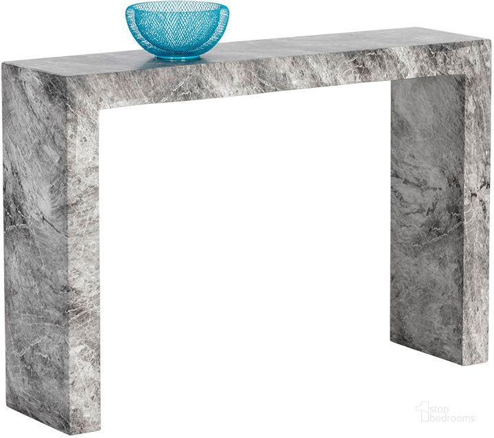 The appearance of Axle Console Table - Marble Look - Grey designed by Sunpan in the modern / contemporary interior design. This gray piece of furniture  was selected by 1StopBedrooms from Axle Collection to add a touch of cosiness and style into your home. Sku: 106495. Product Type: Console Table. Material: Concrete. Image1