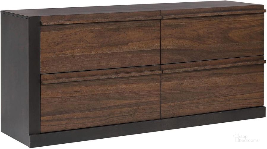 The appearance of Azalia 4-Drawer Dresser In Black and Walnut designed by Coaster in the modern / contemporary interior design. This walnut and black piece of furniture  was selected by 1StopBedrooms from Azalia Collection to add a touch of cosiness and style into your home. Sku: 224283. Material: Wood. Product Type: Dresser. Image1