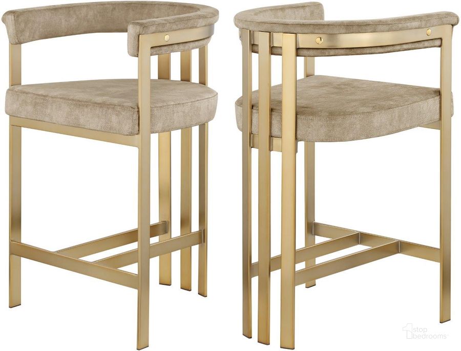 The appearance of Azielle Beige Velvet Barstool designed by Furnique in the modern / contemporary interior design. This beige velvet piece of furniture  was selected by 1StopBedrooms from Azielle Collection to add a touch of cosiness and style into your home. Sku: 596Beige-C. Product Type: Barstool. Material: Iron. Image1