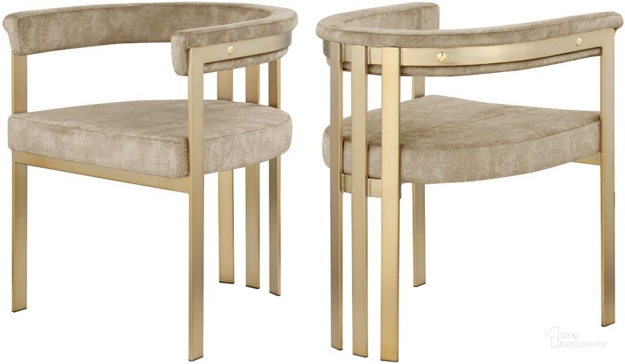 The appearance of Azielle Beige Velvet Dining Chair Set of 2 designed by Furnique in the modern / contemporary interior design. This beige velvet piece of furniture  was selected by 1StopBedrooms from Azielle Collection to add a touch of cosiness and style into your home. Sku: 595Beige-C. Product Type: Dining Chair. Material: Iron. Image1